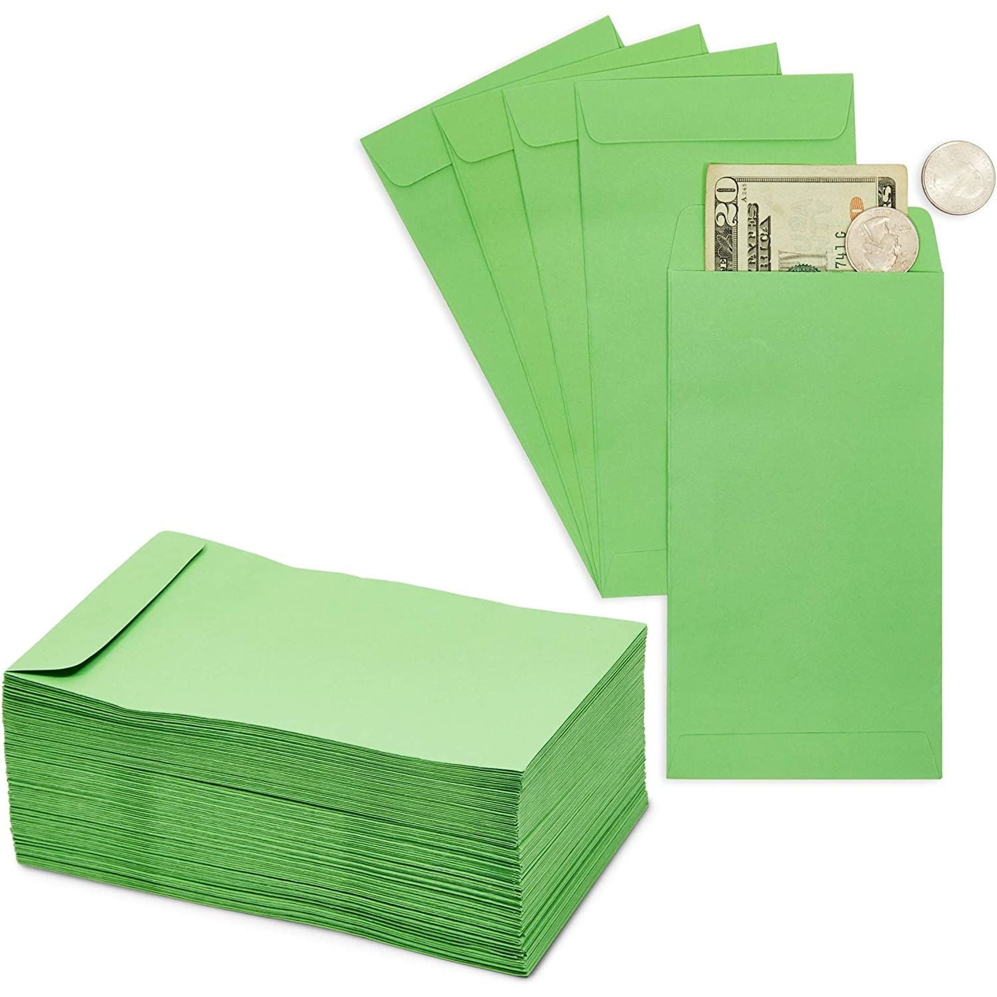 100 Pack Kraft Currency Envelopes For Cash Gift Cards Money Coins Green 3 5 X 6 5 Inches 