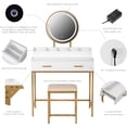 thumbnail image 5 of Spirich LLC LED Lights Sensitive Touch Button Vanity Tables & Table & Bench Sets White /Gold, 5 of 6
