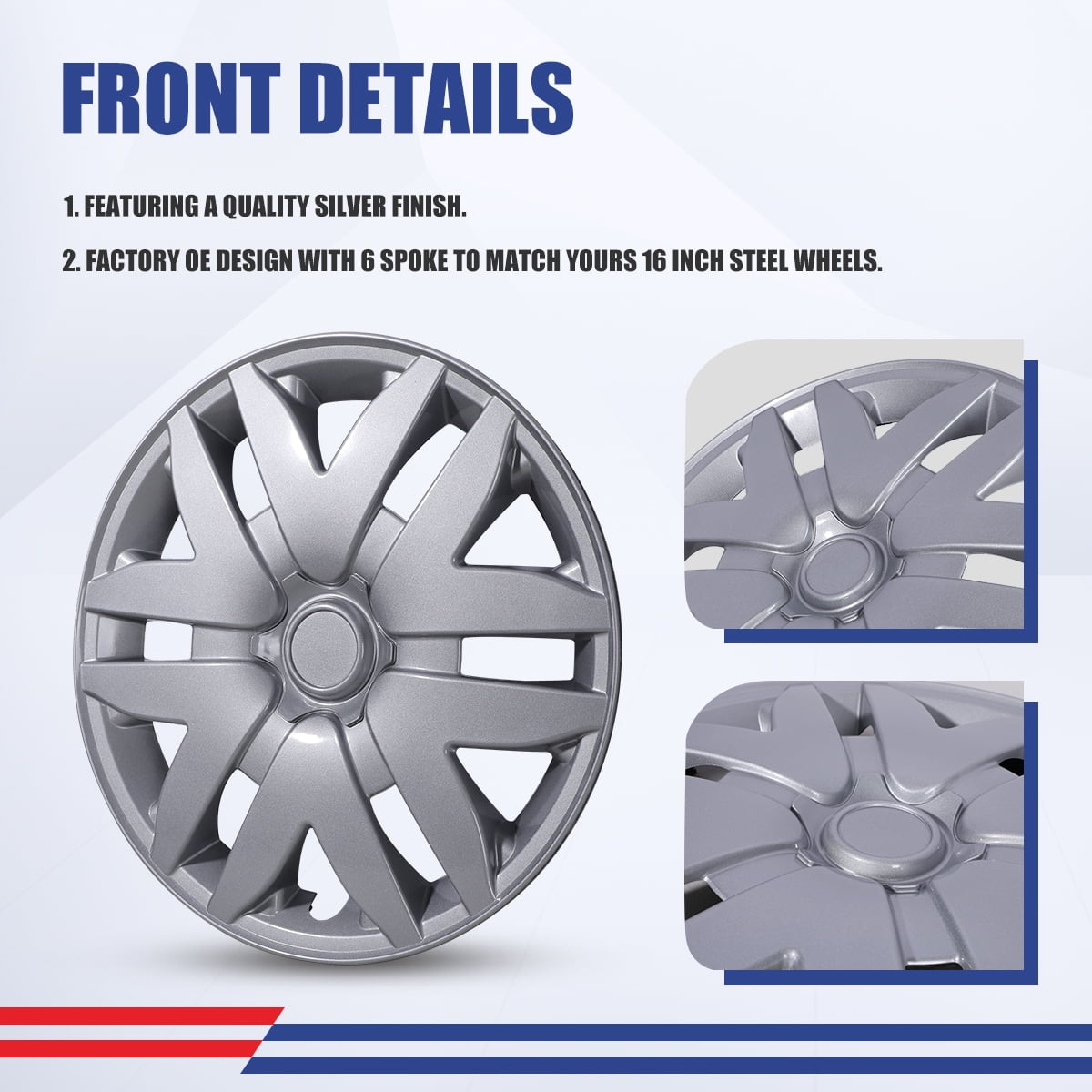 16" Hubcaps Compatible with 2004-2010 Toyota Sienna,6 Double Spoke Style Wheel Rims Cover Compatible with Steel Wheels,Set of 4,Lacquer