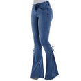 thumbnail image 3 of Sanbonepd Women Flare Jeans Elastic Plus Loose Denim Bow Casual Boot Cut Pant, 3 of 6