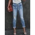 thumbnail image 6 of Asyoly Women Pull-on Denim Joggers Elastic Waist Stretch Pants Distressed Ripped Jeans, 6 of 7