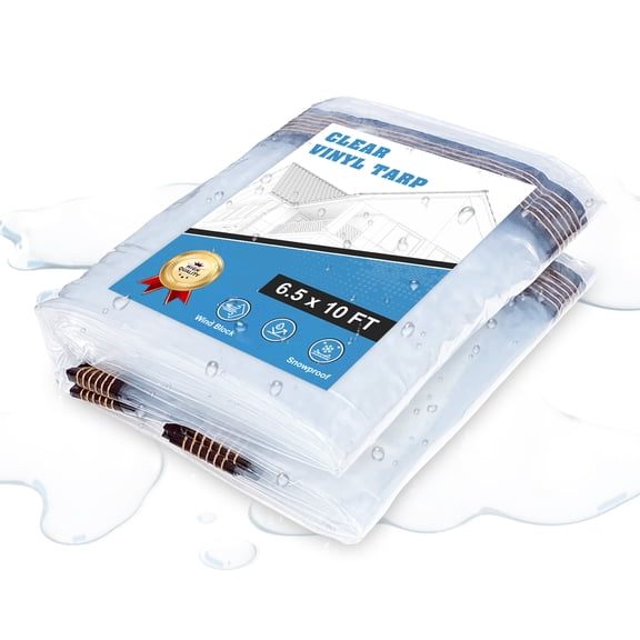 UCINNOVATE 6.5x13 ft Clear Vinyl Tarp Heavy Duty Waterproof, Transparent PVC Clear Plastic Tarp with Grommets Every 19 inch, Windblock Protective Outdoor Tarp Cover for Garden Patio Porch Barn Kennel