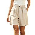 thumbnail image 2 of IUYRTFE Women High Waist Cotton Linen Shorts with Pockets Relaxed Fit Straight Leg Summer Casual Bottoms, 2 of 7