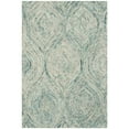 thumbnail image 2 of SAFAVIEH Ikat Kim Geometric Braided Wool Area Rug, Ivory/Sea Blue, 4' x 4' Square, 2 of 10