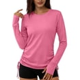 thumbnail image 6 of Hilenly Rash Guard for Women Long Sleeve UPF 50+ Swim Shirts Side Drawstring SPF UV Shirts with Thumb Hole Sun Protection Clothing, 6 of 9