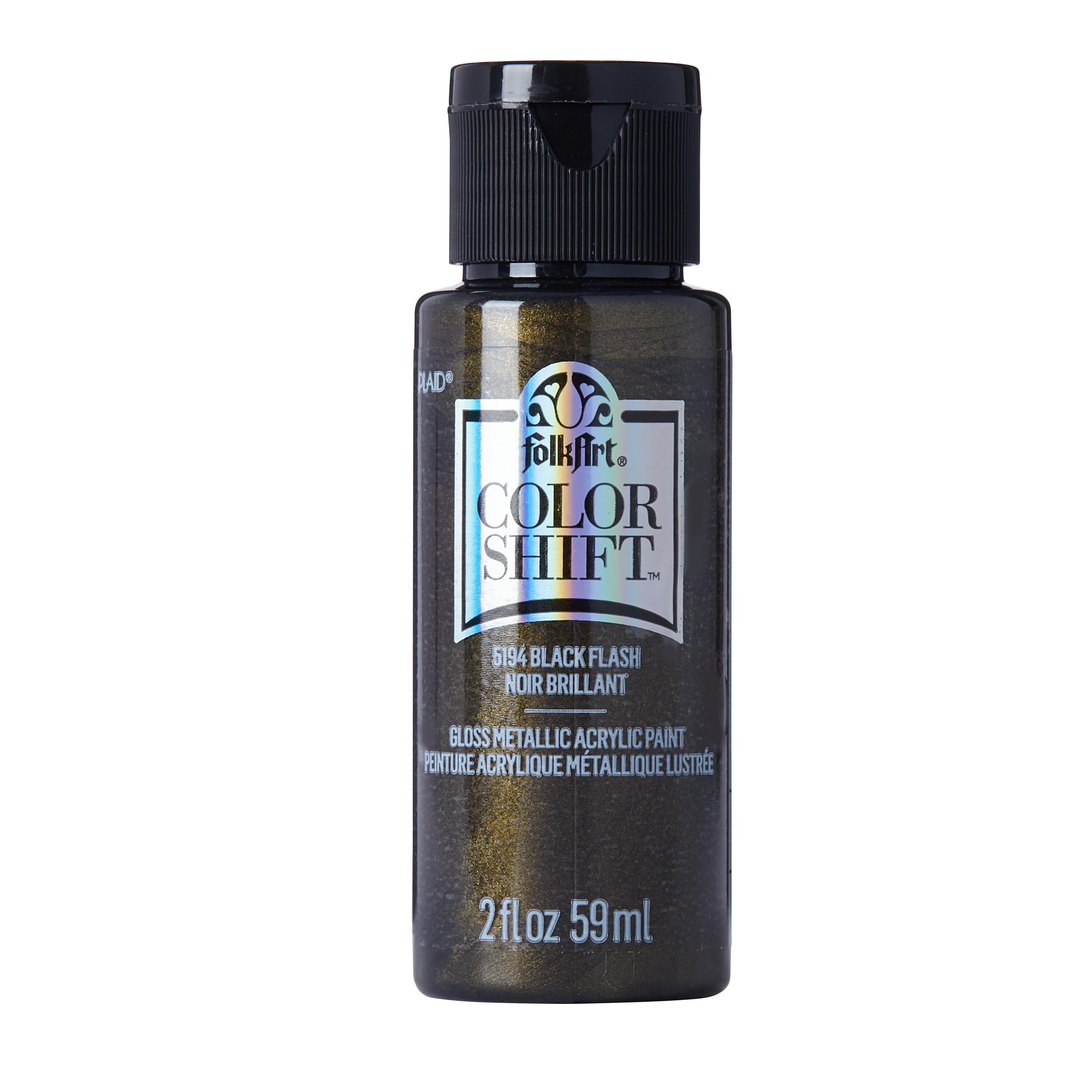 (2 pack) FolkArt Color Shift Acrylic Craft Paint, Gloss Finish, Black, 2 fl oz