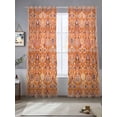 thumbnail image 2 of Boho Orange Sheer Curtains 96 Inch Length 2 Panels Set, Country Style Bohemian Floral Retro Tribal Voile Window Treatment Semi Sheer Long Curtains Drapes for Bedroom/Living Room/Kitchen 52"x96"x2, 2 of 7