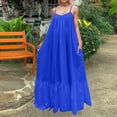 thumbnail image 2 of NIEWTR Robe d'Été Ample pour Femme, Robe de Plage d'Été à Col en V Sans Manches, Décontractée et Fluide, Maxi (Bleu, M), 2 of 6