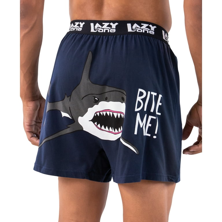 LazyOne Funny Animal Boxers Bite Me Shark Humorous Underwear