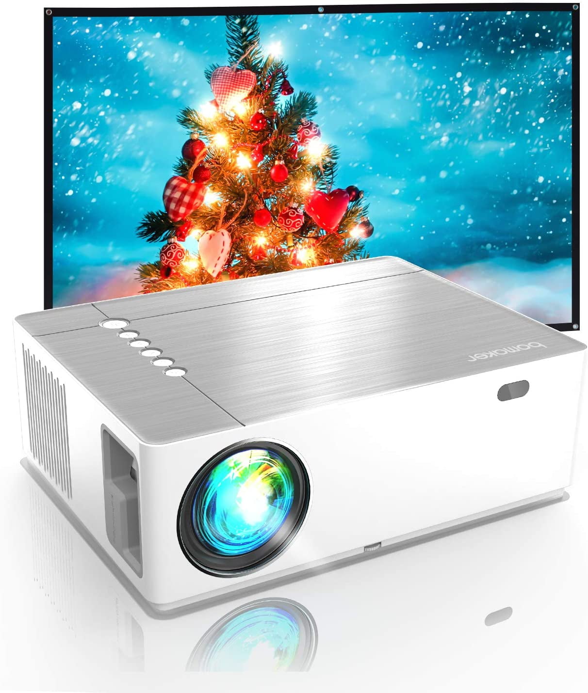 BOMAKER Native HD 1080P Video Projector,WIFI Projector Outdoor Movie Projector Parrot 1
