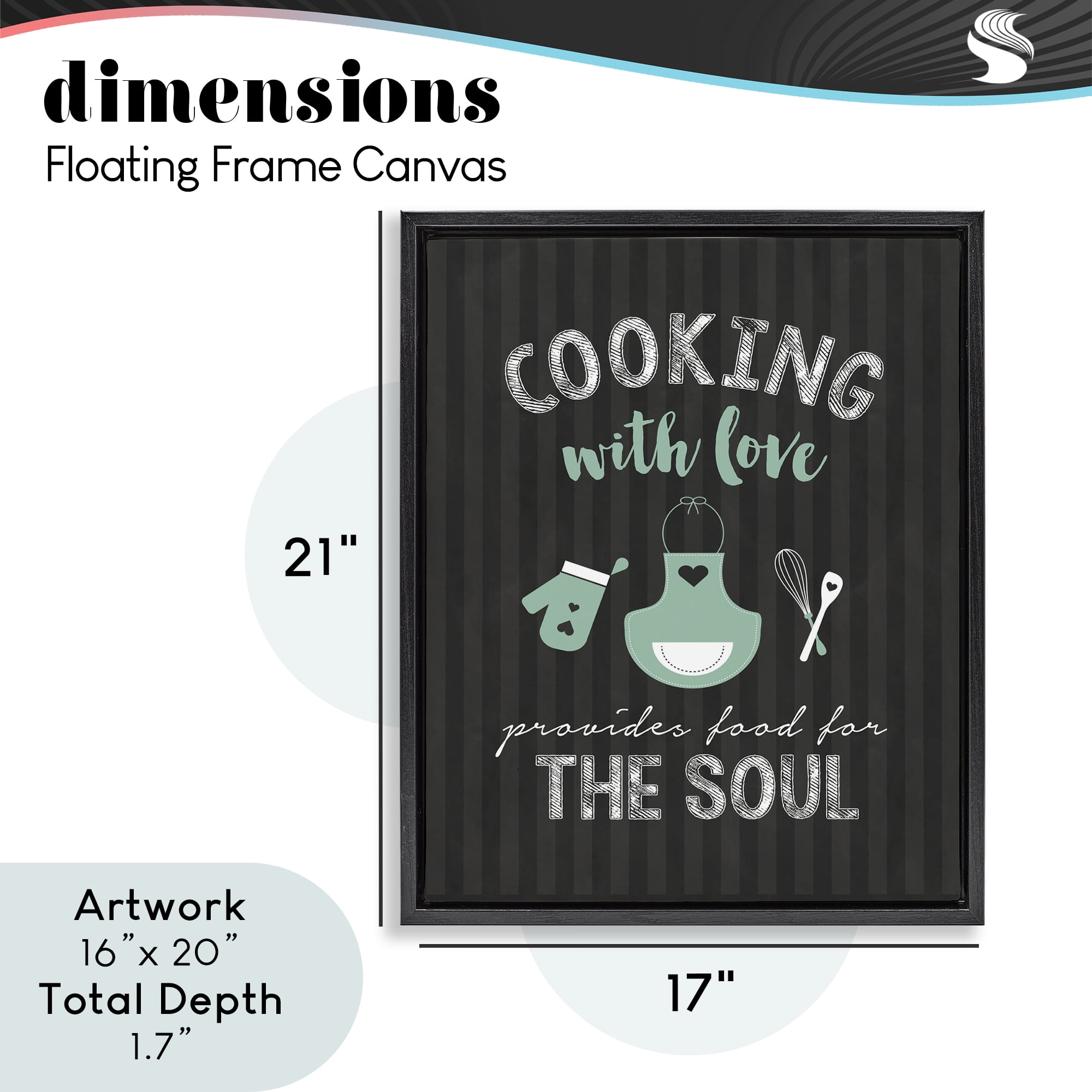 Food For Soul Black & Green Black Framed Floater Canvas Wall Art, design by Lettered and Lined