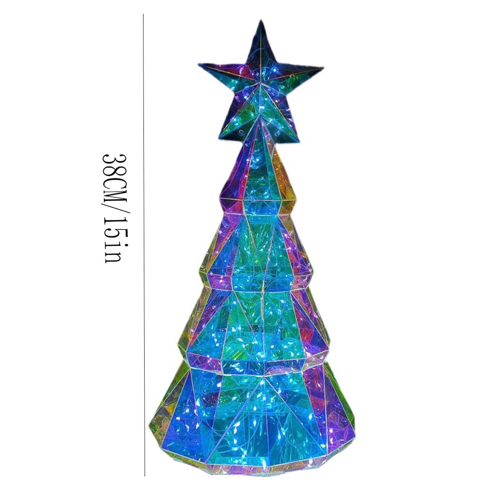 Outoloxit Holographic LED Christmas Tree with 100 Lights, USB Powered, 15 Inch Desktop Decoration for Christmas Gift