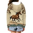 thumbnail image 4 of Uourmeti Tribal Horse Girls Casual Zip Up Hoodie Long Sleeve Lightweight with Pockets Trendy Fall Jacket Teens Size 14-16, 4 of 7