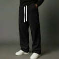 thumbnail image 2 of Mens Ribbed Sweatpants Stretchy Waist Wide Leg Pants with Pockets Drawstring Straight-Leg Sweatpant Athletic Casual Pants Workout Slacks Lightweight Trousers Spring Summer Outfits 2026 Black XL, 2 of 9