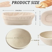 ALLJOY Bread Proofing Basket Set of 2,9 Inch Round Banneton Baskets with Linen Liners, Dough Scraper, Bread Lame, Whisk & Baking Tools for Sourdough Bread Making