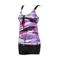 thumbnail image 3 of Jdlsppl Women's Full Coverage Tankini Swimsuit Beach Printed Bathing Suit Swimming Summer Mid Rise Hot Tub Purple 18, 3 of 4