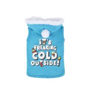 Holiday Time Dog Hoodie, Blue Its Freaking Cold, (XXS)