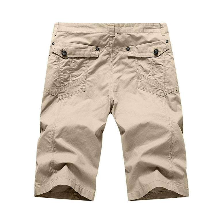 safuny Men s Classic Cargo Stretch Shorts Mid Waist Zipper Athletic Outwear Work Solid Color Pocket Activewear Holiday Dungarees Trendy Trousers
