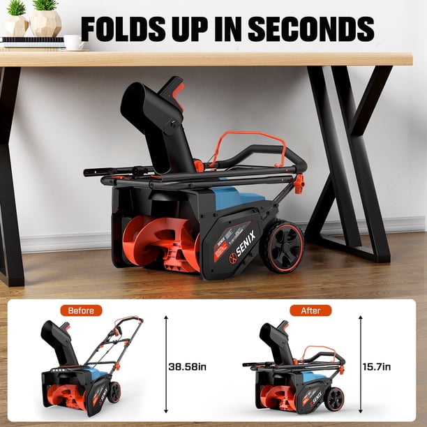 SENIX 18-inch Corded Snow Blower Thrower w/Foldable Handle - 8in