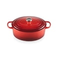 thumbnail image 1 of Le Creuset - Cacerola ovalada de hierro fundido esmaltado, 31 cm, 6,75 qt, color cereza, 1 of 7