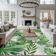 thumbnail image 3 of Tropical Palm Leaves Area Rugs 5'x7', Small Throw Rugs for Laundry Room Playroom, Green Monstera Leaf Plants Summer Beige Indoor Outdoor Rug Non-Slip Low Pile Carpet Runner Reversible Floor Mats, 3 of 8