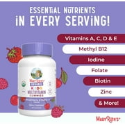 MaryRuth's Kids Multivitamin Gummies Ages 4+, Immune Overall Health, USDA Organic Vegan Gluten-Free, Mixed Berry and Cherry Flavor, 60 Count