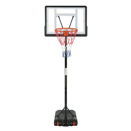 Ktaxon 33 In. Portable Basketball Hoop Stand  6.5-8 ft Adjustable Basketball Goal System  with PVC Backboard Indoor/Outdoor