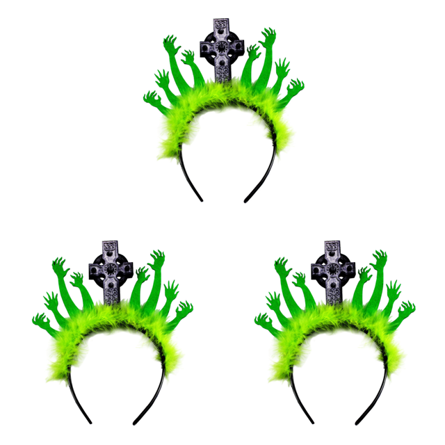 Diadema Mano Fantasma Lápida Halloween Accesorios para Fiesta Graduación Festival Peludo (verde)