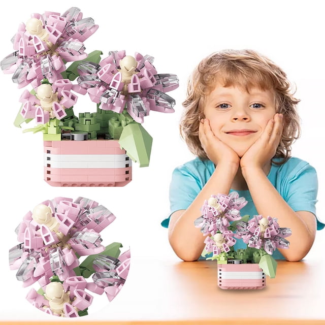 Bloques Construcción Suculentos Micropartículas Simulación Ensamblada para Adornos Modelo Escritorio Flores en Maceta (P1261) Mengbi Shenghua (392PCS)
