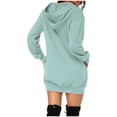 thumbnail image 2 of Spring Savings Clearance Lindreshi Sweatshirts for Women Loose Fit with Hood Women's Fashion Solid Color Hooded Pullover Pocket Thin Guards Dress Hooded Dress, 2 of 4