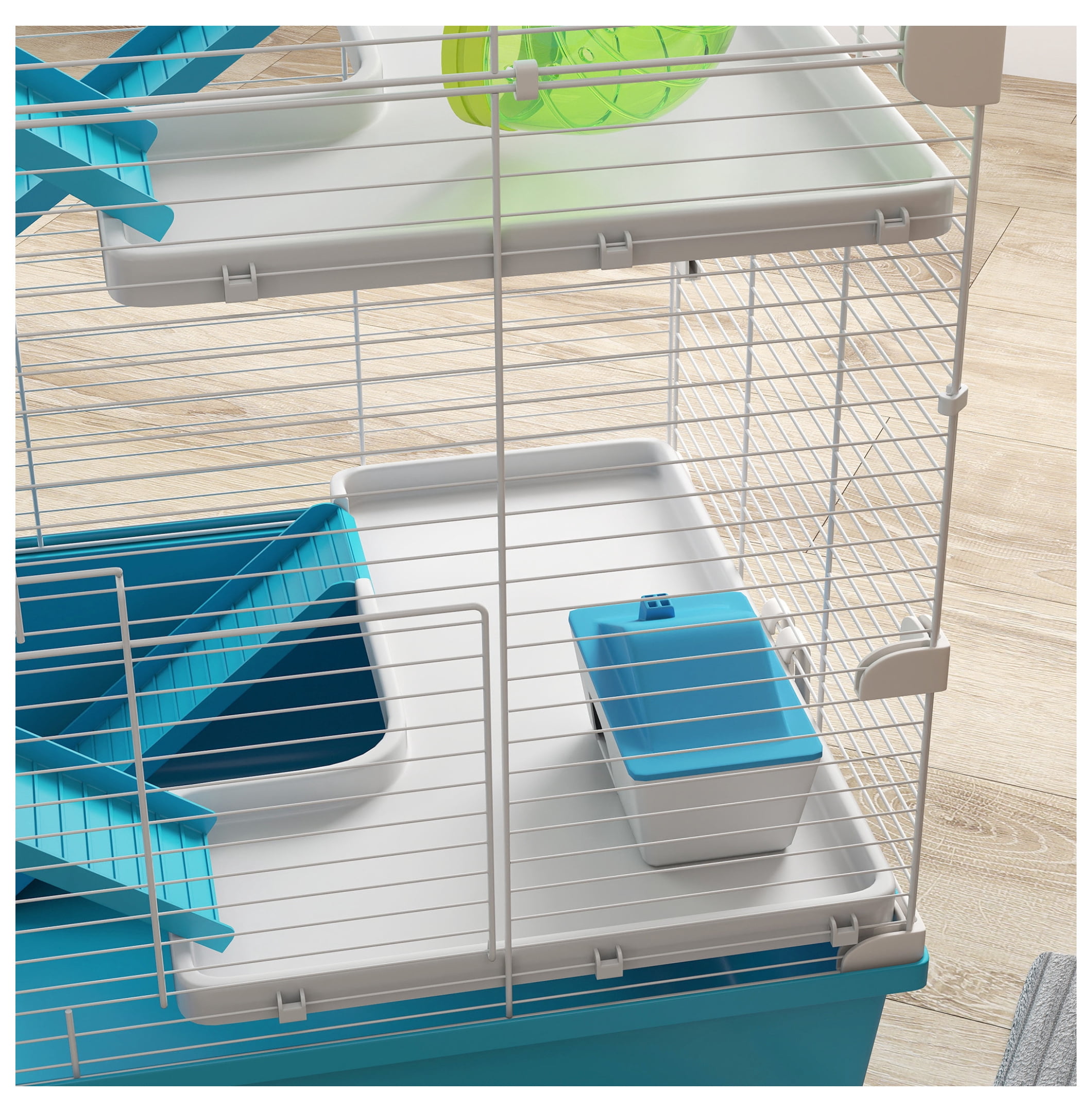 Hamster Cage 6 Tier with Tubes & Tunnels, Light Blue - Dwarf Hamster Gerbil Habitat