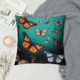 thumbnail image 2 of COMIO  Blue and Orange Monarch Butterfly Pattern Throw Pillow Covers Sofa Pillowcase Car Square Throw Pillowcases Home Decoration, 2 of 5
