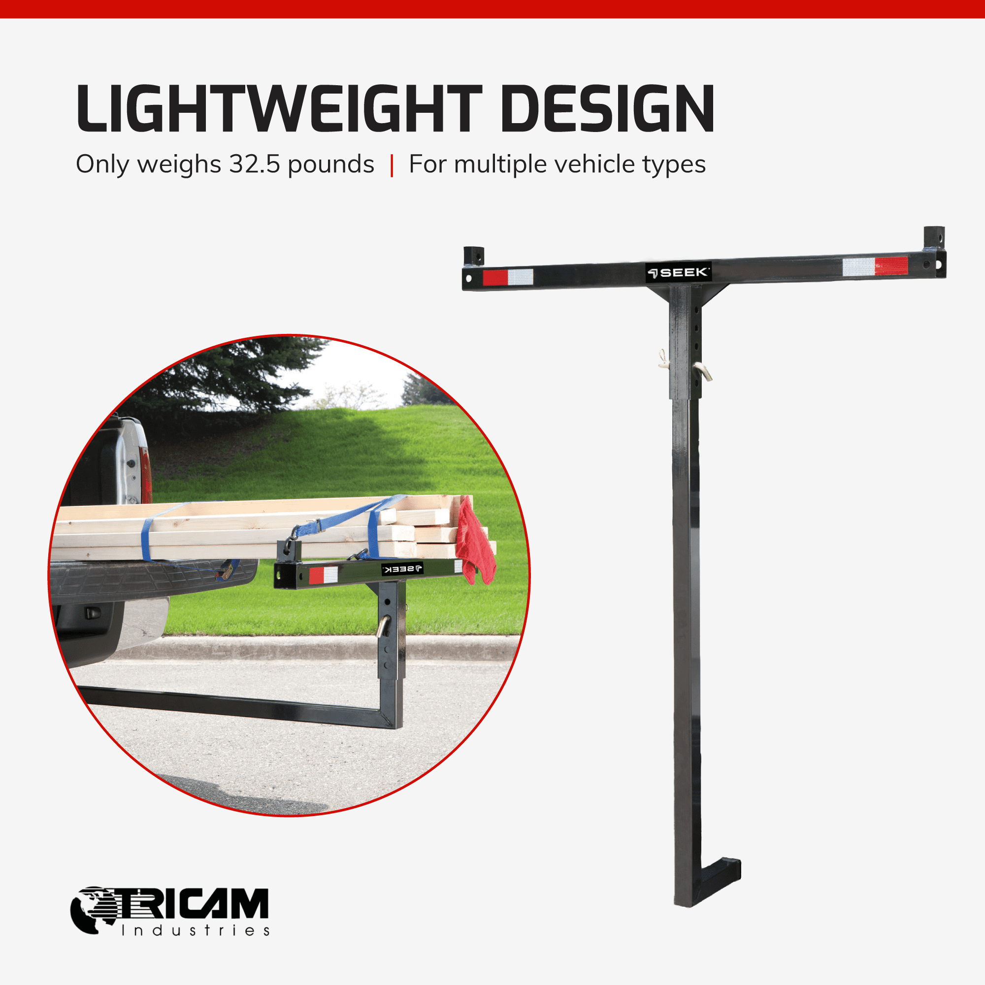 SEEK Adjustable Hitch Mounted Steel Load Extender for Canoes & Kayaks
