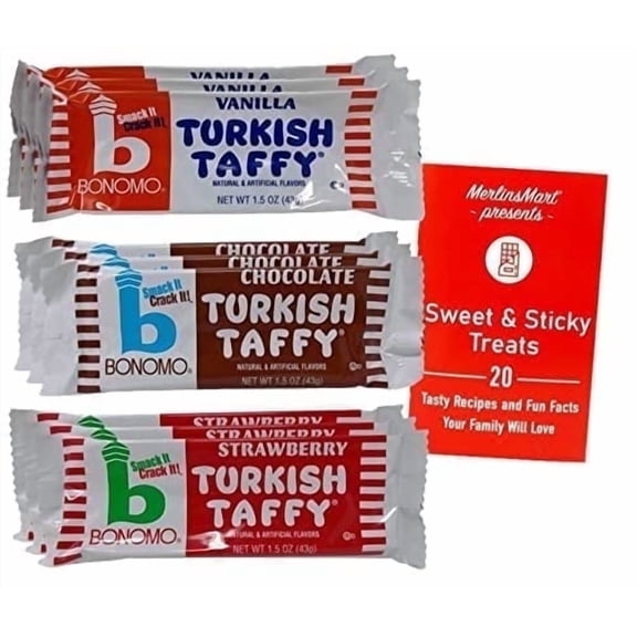 Turkish Taffy Nostalgia Candy Variety (3) Each: Chocolate, Strawberry, Vanilla (1.5 Ounces)   MerlinsMart Zine | Bonomo