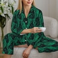 thumbnail image 6 of Fotbe Mint Bird Feathers Pattern Long Sleeve Pajama Set for Women,Sleepwear Set,2-piece Loungewear Set,Soft PJs Comfy Nightwear with Pockets -Medium, 6 of 7