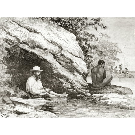 Jules Crevaux during his exploration of French Guiana in 1878 sat in the shade of a rock on the banks of the Oyapock or Oiapoque River South America in the 19th century Jules Crevaux 1847 Canvas Art