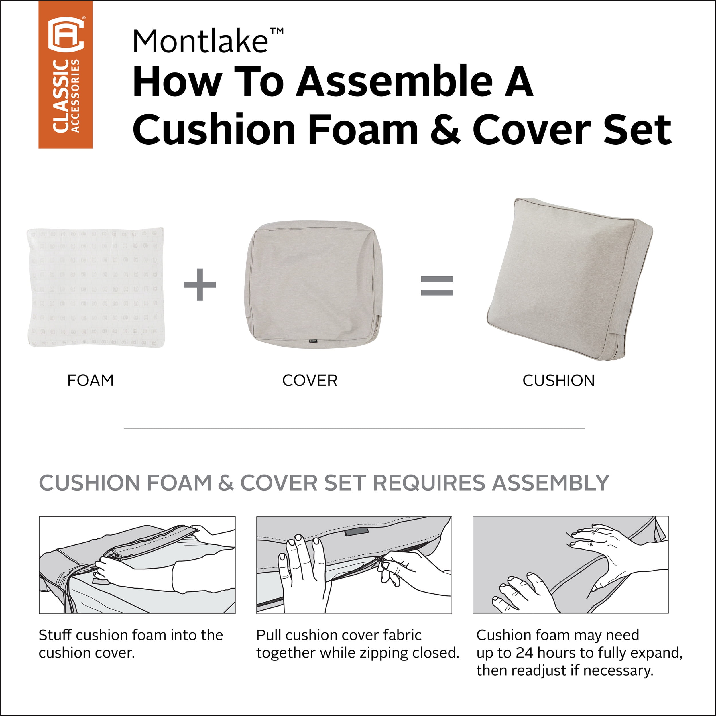 Classic Accessories  25 x 15 x 4 in. Patio Lounge Chair & Loveseat Back Cushion, Heather Gray