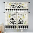 thumbnail image 2 of Lemon Valance for Windows Rustic Curtains for Kitchen 52Wx18H Inch Rod Pocket Farmhouse Decor Wood Black White Buffalo Plaid Country Small Window Drapes Fabric 1 Panel, 2 of 4