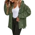 thumbnail image 3 of Fantaslook Denim Jackets for Women Trendy Frayed Hem Shackets Casual Button Up Jean Jacket Coats, 3 of 8