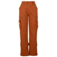 thumbnail image 4 of BXINGOHAI Womens Cargo Pants High Waisted Casual Pants Baggy Stretchy Wide Leg Pants Solid Multiple Pockets Workout Pants Athletic Hiking Gym Pants Orange,XXXXL, 4 of 5