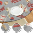 thumbnail image 4 of Baseball Silhouette Pattern Round Fitted Tablecloth with Elastic Edge,Dining Table Cover Waterproof,Outdoor Round Tablecloth for Camping,Dining,Indoor and Outdoor, 4 of 7