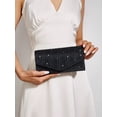 thumbnail image 3 of REMANLAND Women's Satin Pleated Evening Clutch Purse, Black, 3 of 7