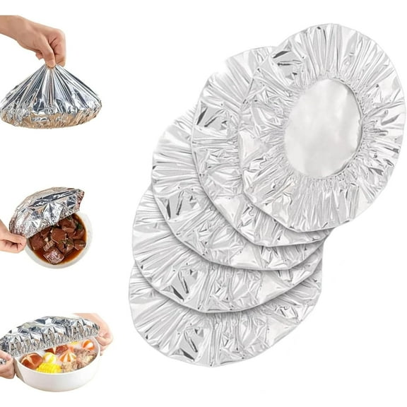 Pop-Up Tin Foil Food Insulation Cover,High Temperature Resistant Food Preservation Film,Reusable Aluminum Foil Heat Lid,Adjustable Food Storage Covers for Kitchen (20Pcs)