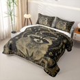 thumbnail image 3 of Castle Fairy Cartoon Raccoon Vintage Heart Twin Quilt Set,Exotic Style Twin Coverlet Set,Black Gold Cream, 3 of 7