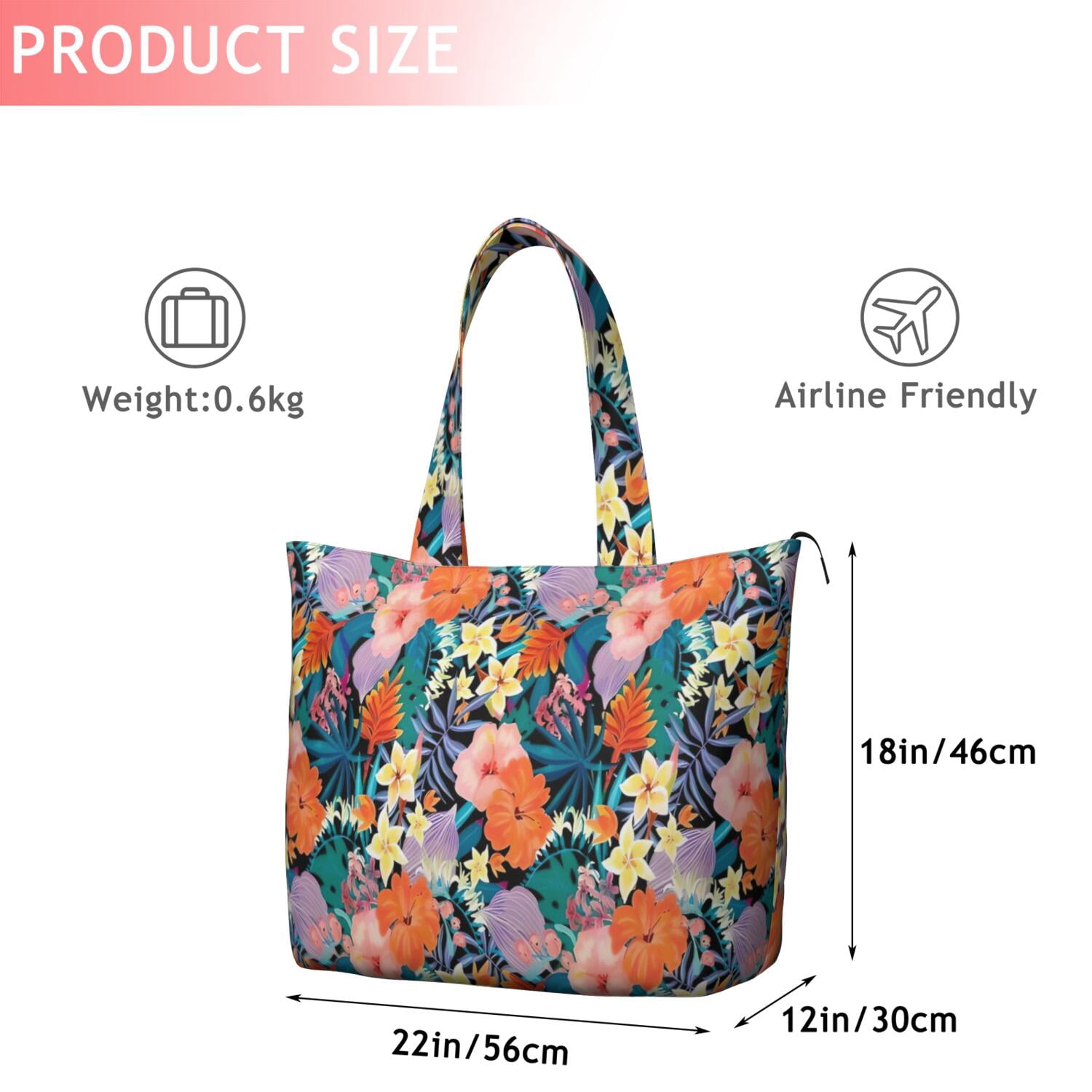 Pioneer Flower Floral Print Pattern Travel Tote Bags for Women Carry On,Large Weekender Bags for Women Travel,Multi Functional Duffle Bag for Work,Shopping,Sports