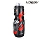 thumbnail image 2 of Botella de agua de 650 ml con soporte para bicicleta, soporte de jaula para bicicletas de montaña (negro + rojo), 2 of 10