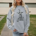 thumbnail image 2 of Arlun Yes I Can Drive A Stick Sweatshirts For Women Halloween Witch Printed Pullover Sweatshirts Plus Size Crew Neck Long Sleeve Loose Comfy Hoodless Tops Grey XXXL, 2 of 4
