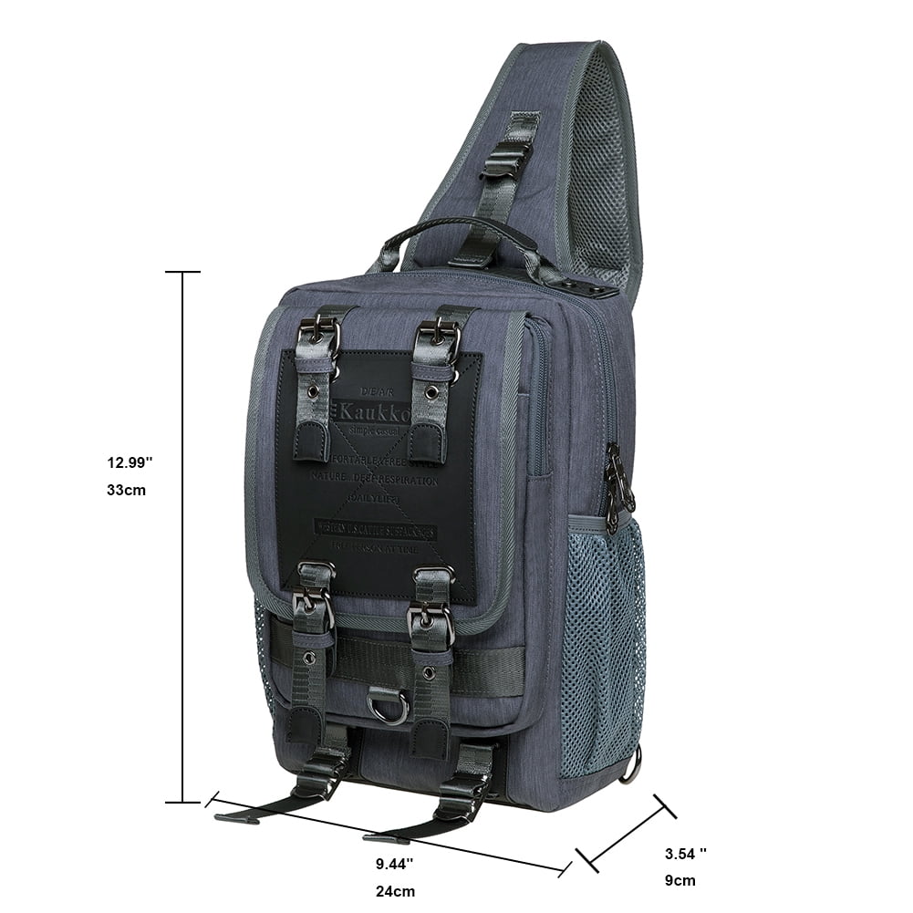 KAUKKO Canvas Messenger Bag Cross Body Shoulder Sling Backpack Travel Hiking Chest Bag