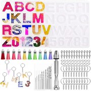 Kajeer Alphabet Silicone Resin Molds, Letter Number Epoxy Molds Keychain Resin Jewelry Molds for Resin Casting with Keychain Tassels and Pin Vise Set for Making Keychain/House Number