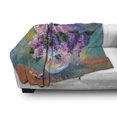 thumbnail image 3 of Lilac Soft Flannel Fleece Throw Blanket, Oil Painting Style Freshly Picked Seasonal Flowers in a Vase on Background, Cozy Plush for Indoor and Outdoor Use, 70" x 90", Multicolor, by Ambesonne, 3 of 6